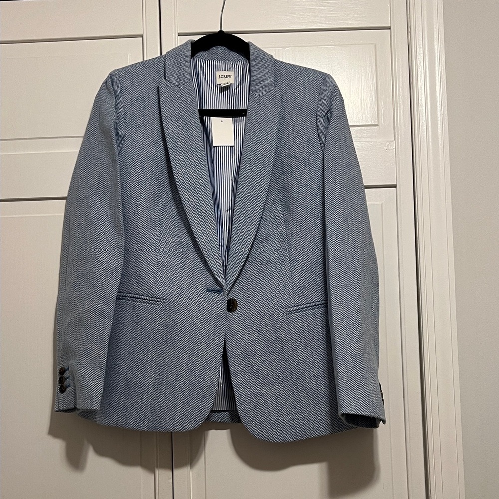 J. Crew Light Blue Herringbone Blazer